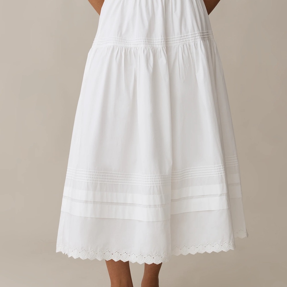 Midi Eyelet Skirt in White